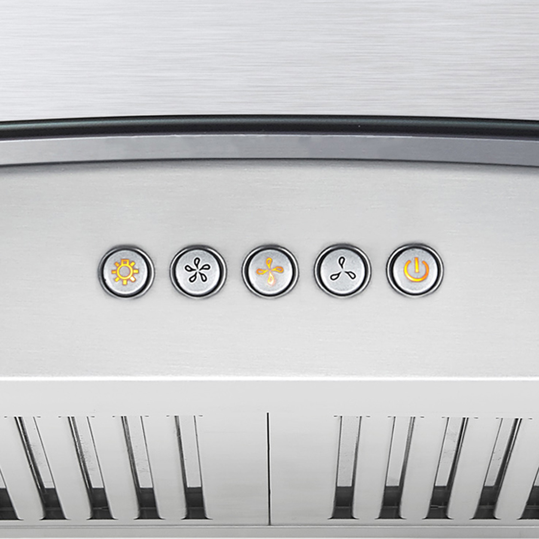 COS668WRC75 30″ Stainless Steel Wall Mount Range Hood with Push Button Controls, Glass Canopy