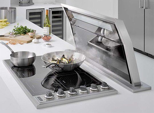 Retractable island range deals hood