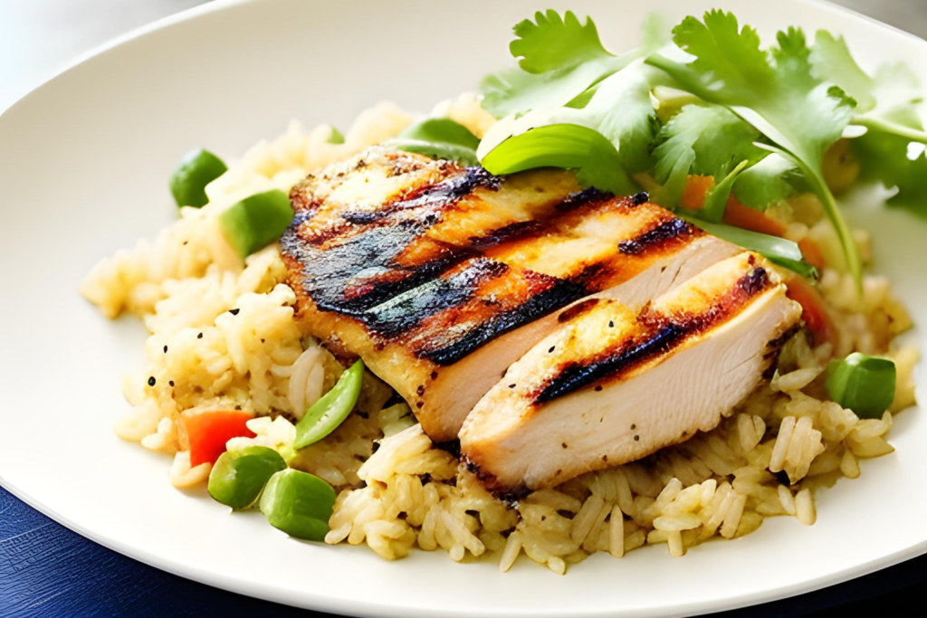 Cumin Rice With Grilled Chicken 