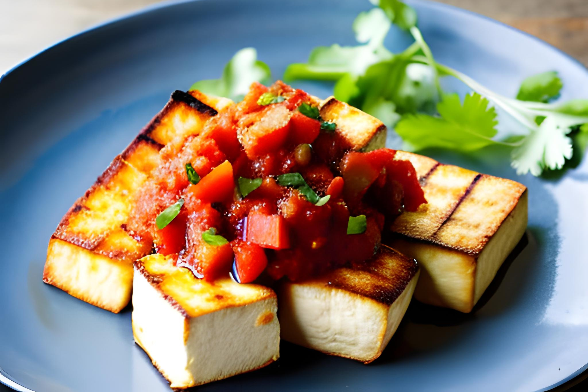 Spicy Pan-fried Tofu with Tomato Chutney Recipe