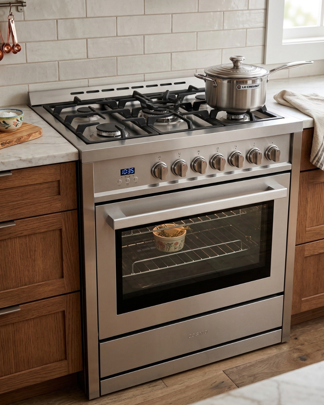 The COS-965AGC Gas Range: 36-Inch with Convection Oven and Wok Grate