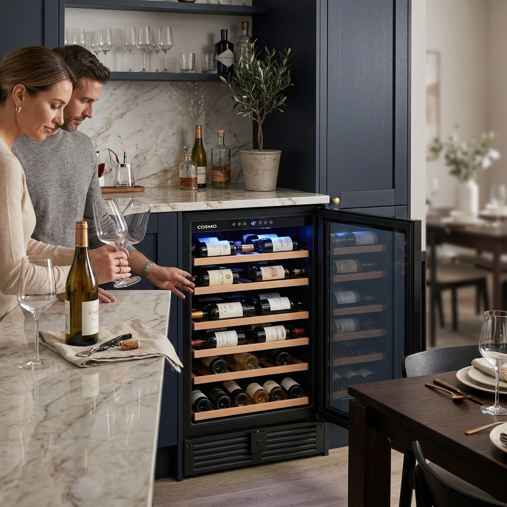 The COS-24BIWCS-BK Wine Cooler: 52-Bottle Capacity in Matte Black