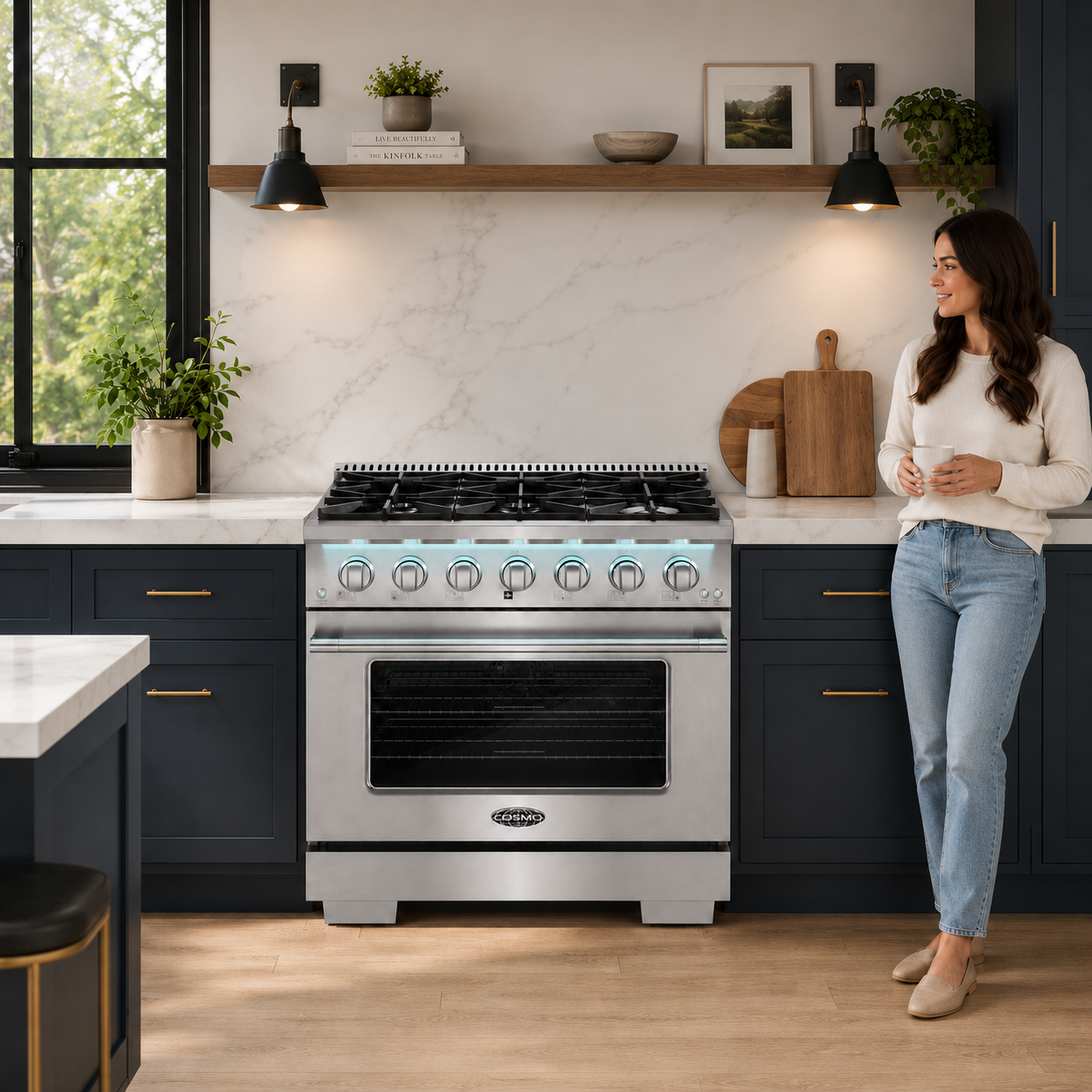 The COS-GRP366 Gas Range: 36-Inch with Italian Burners and Auto Re-Ignition